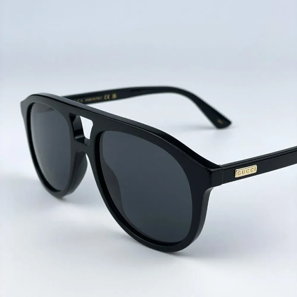 NEW Gucci GG1320S 004 Black Grey Pilot Unisex Sunglasses